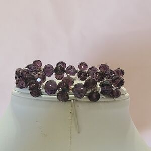 Acrylic Purple Faceted Cha Cha Beaded Stretch Chunky Bracelet Fashion